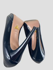 Prada navy patent leather heels size UK6/US8