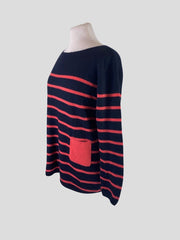 Chinti & Parker navy & orange 100% cashmere jumper size UK8/US4