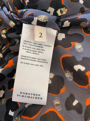 Dorothee Schumacher charcoal grey print silk blend blouse size UK10/US6