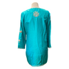 Juliet Dunn turquoise 100% silk sequins beach kaftan