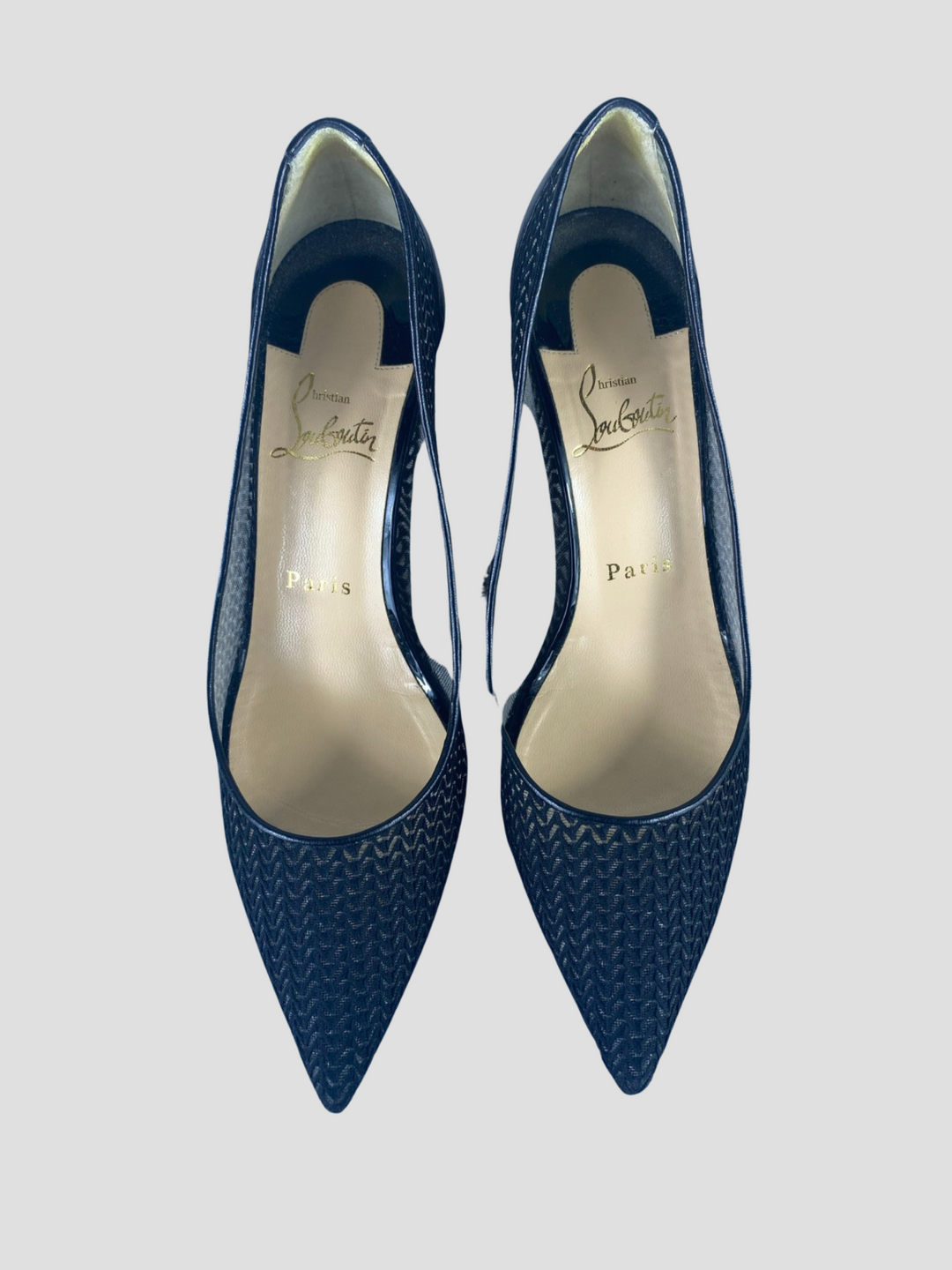 Christian Louboutin black fabric & leather pointy toe heels Christian Louboutin black fabric & leather pointy toe heels