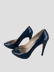 Prada navy patent leather heels size UK6/US8