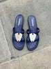 Manolo Blahnik navy leather flat sandals size UK7/US9