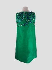 Monique Lhuillier green sequins sleeveless dress size UK12/US8