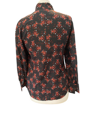 Cefinn black & red print 100% silk blouse size UK8/US4