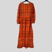 La Sirenuse orange cotton & silk blend long sleeve dress size UK10/US6