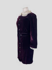 D&G burgundy velvet long sleeve dress size UK8/US4