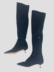 Valentino Garavani black fabric above knee boots size UK5/US7
