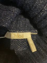 Chloe navy polo neck cashmere blend jumper size UK12/US8
