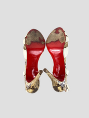 Christian Louboutin white leather open toe heels size UK6.5/US8.5