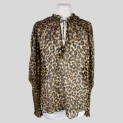 Veronica Beard leopard print brown blouse size UK12/US8
