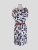 Carolina Herrera white & red print 100% silk short sleeve dress size UK6/US2