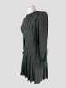 Fendi green & black 100% silk long sleeve dress size UK8/US4