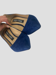 Sergio Rossi navy suede heels size UK4.5/US6.5