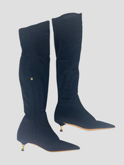 Valentino Garavani black fabric above knee boots size UK5/US7