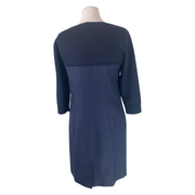 Weekend Max Mara navy print 100% virgin wool3/4 sleeve dress size UK12/US8