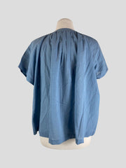 Jenni Kayne blue cotton & linen short sleeve top size UK8/US4