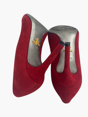 Prada red suede heels size UK3/US5