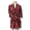 Saloni red print 100% silk 3/4 sleeve dress size UK6/US2