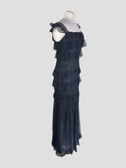 Christian Dior black lace sleeveless long evening dress size UK10/US6