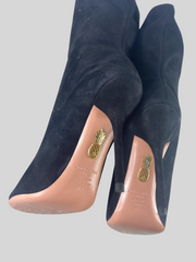 Aquazurra black suede open toe boots size UK6/US9