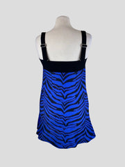 Emanuel Ungaro blue & black print sleeveless dress size UK10/US6