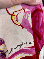 Dolce & Gabbana white & red silk blend drape dress size UK6/US2