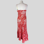 Gallabia red & white print sleeveless long dress size UK10/US6