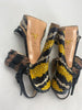 Prada snake skin black & yellow open toe heels size UK3.5/US5.5