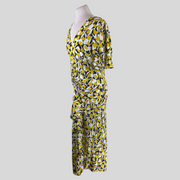 Rixo yellow & black print silk & cotton blend size UK12/US8