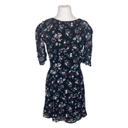 Reformation black floral print short sleeve dress size UK12/US8