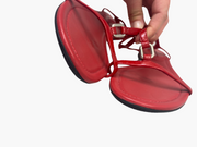 Prada red patent leather flat sandals size UK6/US8