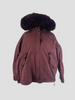 Yves Salomon burgundy down & feather with fur hood jacket size UK8/US4