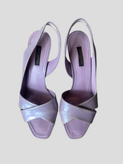 Louis Vuitton lilac patent leather open toe heels size UK5/US7