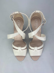 Tod`s cream leather wedges sandals size UK7/US9