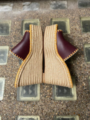 Valentino burgundy leather & straw wedges size UK7/US9