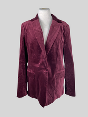 Frame burgundy velvet cotton blend jacket size UK14/US10