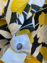 Rixo yellow & black print silk & cotton blend size UK12/US8