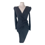 Paula Ka grey virgin wool blend long sleeve dress size UK10/US6