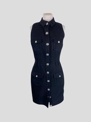 Balmain black sleeveless cotton blend dress size UK8/US4