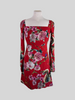 Dolce & Gabbana red floral print silk blend long sleeve dress size UK8/US4