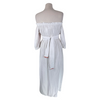Sundress white off shoulder 100% cotton dress size UK6/US2