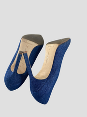 Manolo Blahnik blue denim heels size UK6/US8
