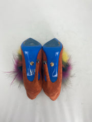 Loriblu orange pointy toe suede booties size UK3/US5