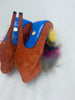 Loriblu orange pointy toe suede booties size UK3/US5