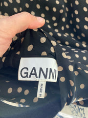 Ganni black & beige spotted long sleeve top size UK6/US2