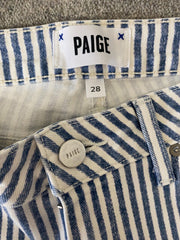 Paige white & blue cotton blend cropped jeans size UK8/US4