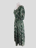 La Ligne green print 100% silk midi dress size UK12/US8