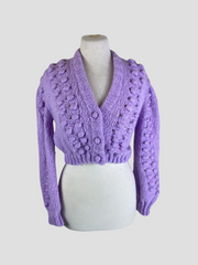 Hayley Menzies purple alpaca & wool blend cropped cardigan size UK6/US2