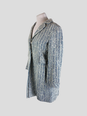 Marc Jacobs blue & white print virgin wool blend jacket size UK10/US6